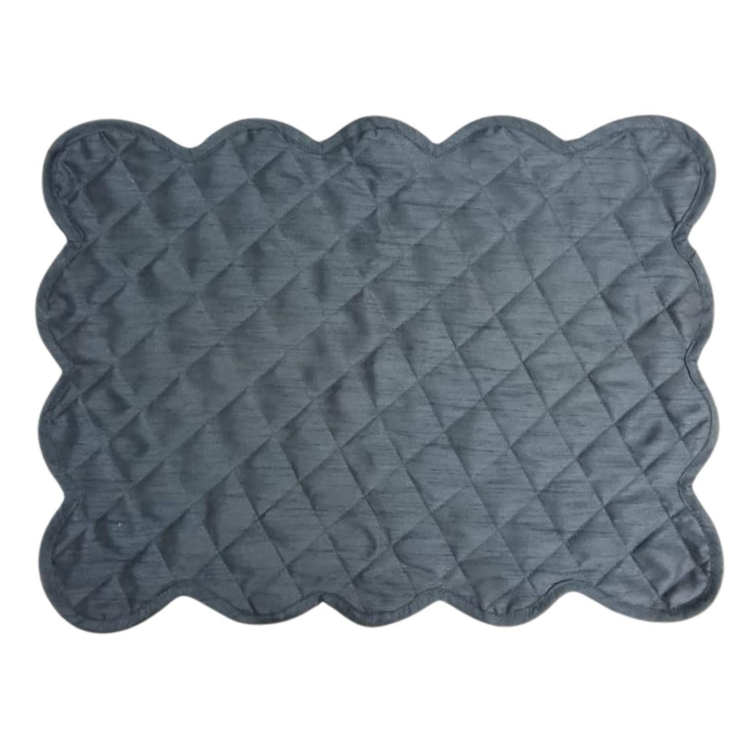 Dupioni Silk Charcoal Grey reversible Quilted Table runner, Trivet, placemat  & Table toppers design by HOME HEART Brands