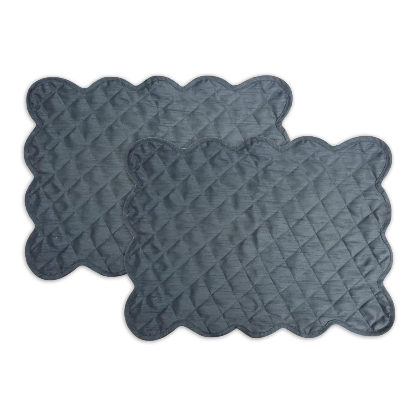 Dupioni Silk Charcoal Grey reversible Quilted Table runner, Trivet, placemat  & Table toppers design by HOME HEART Brands