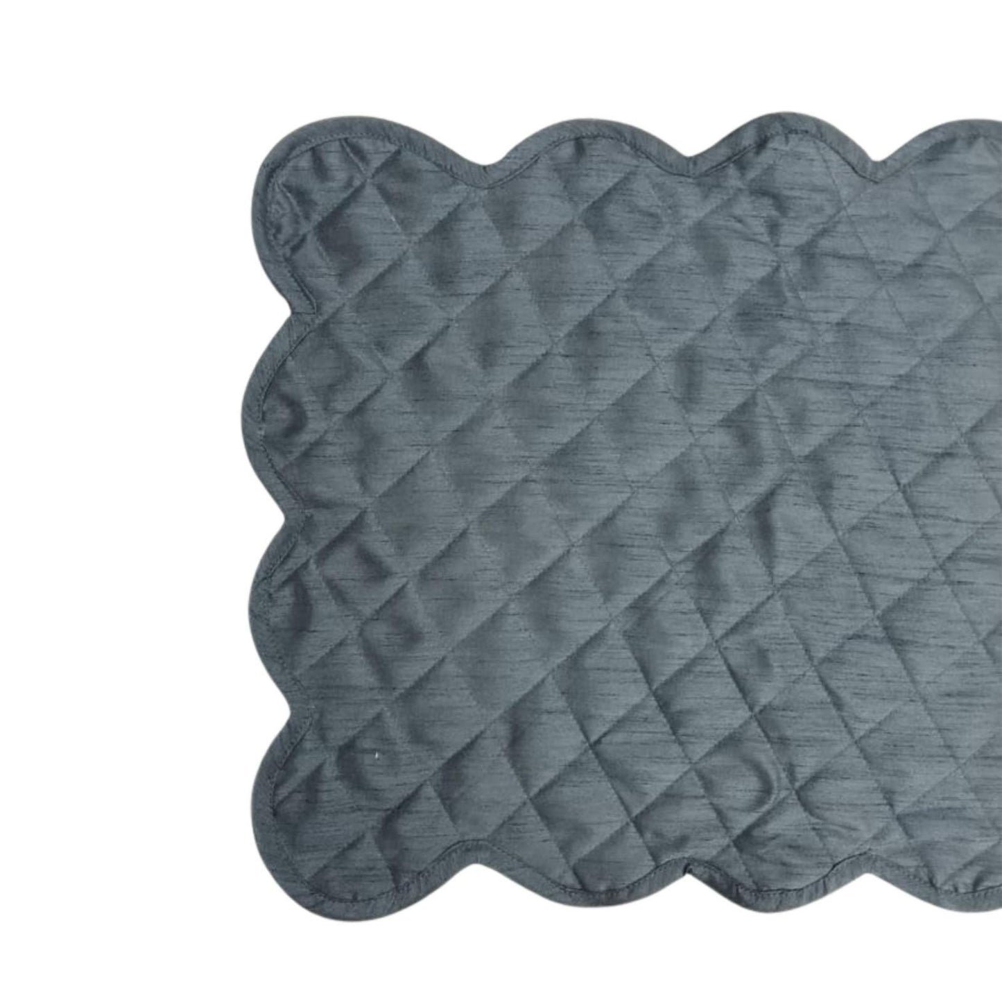 Dupioni Silk Charcoal Grey reversible Quilted Table runner, Trivet, placemat  & Table toppers design by HOME HEART Brands