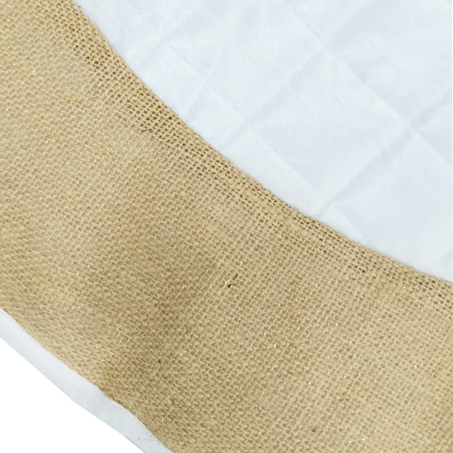 Christmas tree skirt quilted classic ivory dupioni silk with lurex jute border thick Double Layer by Home Heart Brands(Made in India)