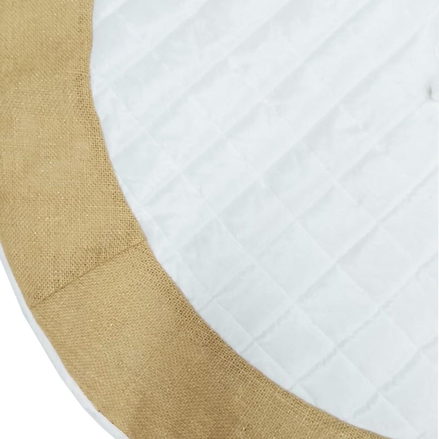 Christmas tree skirt quilted classic ivory dupioni silk with lurex jute border thick Double Layer by Home Heart Brands(Made in India)