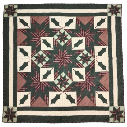 Wall hanging Hand made calico plaid Christmas Star Quilt 45x45 Cotton Hand Quilted Patchwork Table Topper & Baby quilt by HOME HEART Brands