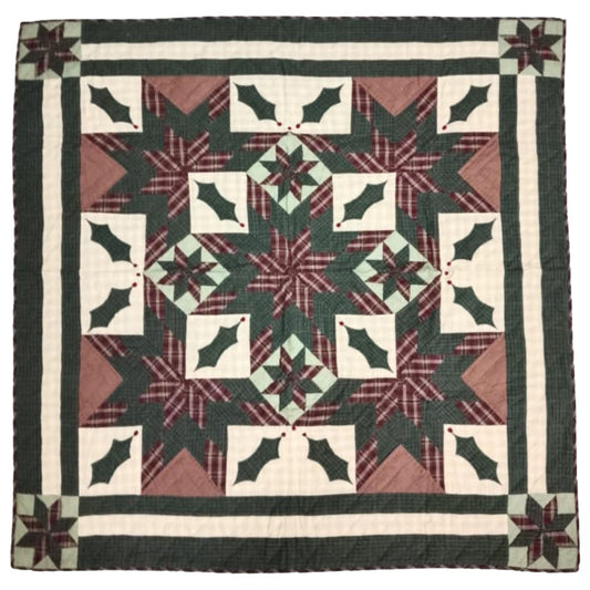 Wall hanging Hand made calico plaid Christmas Star Quilt 45x45 Cotton Hand Quilted Patchwork Table Topper & Baby quilt by HOME HEART Brands