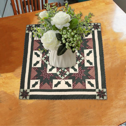 Wall hanging Hand made calico plaid Christmas Star Quilt 45x45 Cotton Hand Quilted Patchwork Table Topper & Baby quilt by HOME HEART Brands
