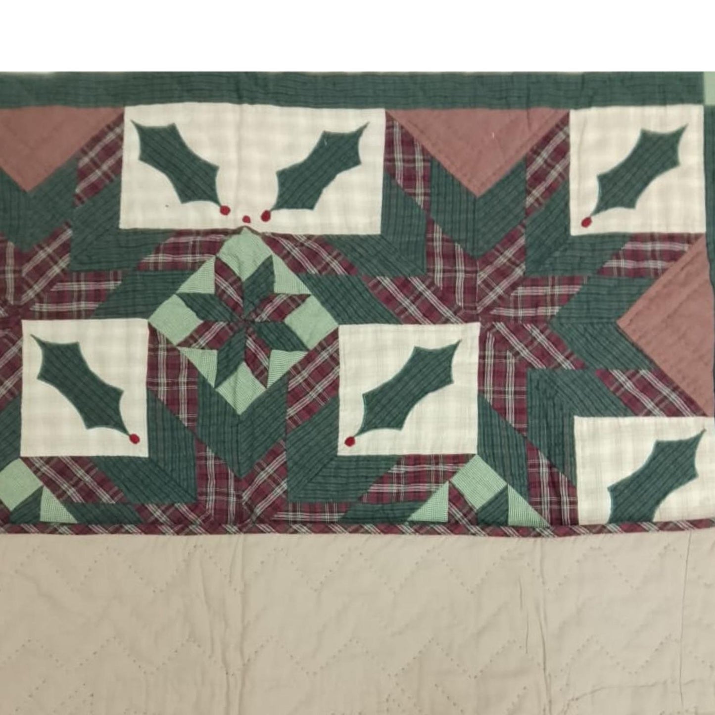 Wall hanging Hand made calico plaid Christmas Star Quilt 45x45 Cotton Hand Quilted Patchwork Table Topper & Baby quilt by HOME HEART Brands