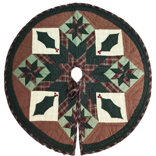Christmas tree skirt 24" Round for Tabletop Trees. Christmas Star hand Quilted Handmade Heirloom Quality by HOME HEART Brands(Made in India)