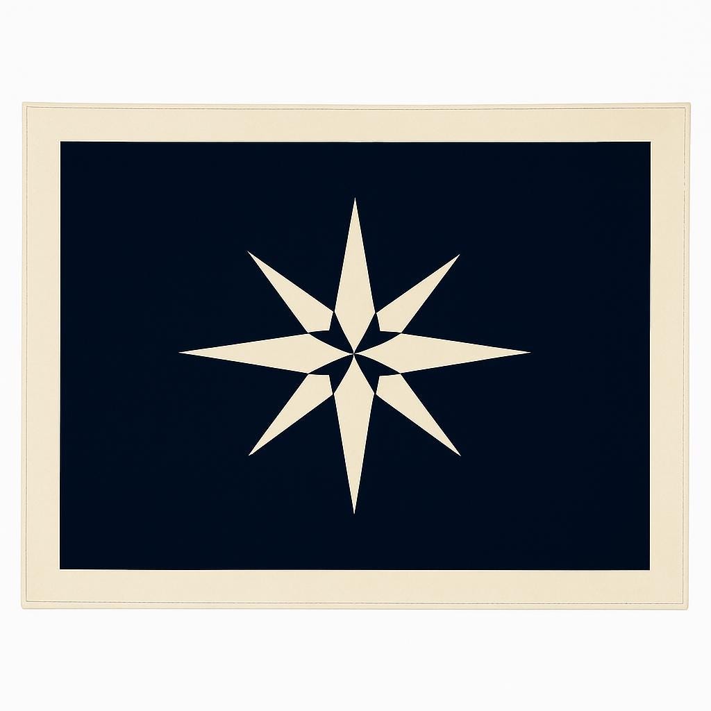 Table Cloth  Compass Star Navy Blue & Off-White Patchwork handmade duck cotton 10oz(310gsm) tablecover Made in India by Home Heart Brand