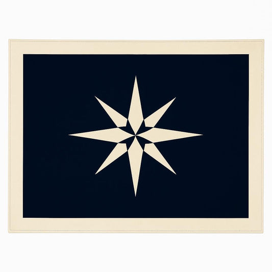 Table Cloth  Compass Star Navy Blue & Off-White Patchwork handmade duck cotton 10oz(310gsm) tablecover Made in India by Home Heart Brand