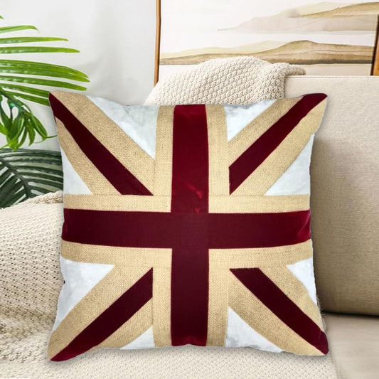 Velvet lurex jute Union Jack pillow cover, cushion cover  pillow not included micro velvet fabric by HOME HEART Brands(made in India)