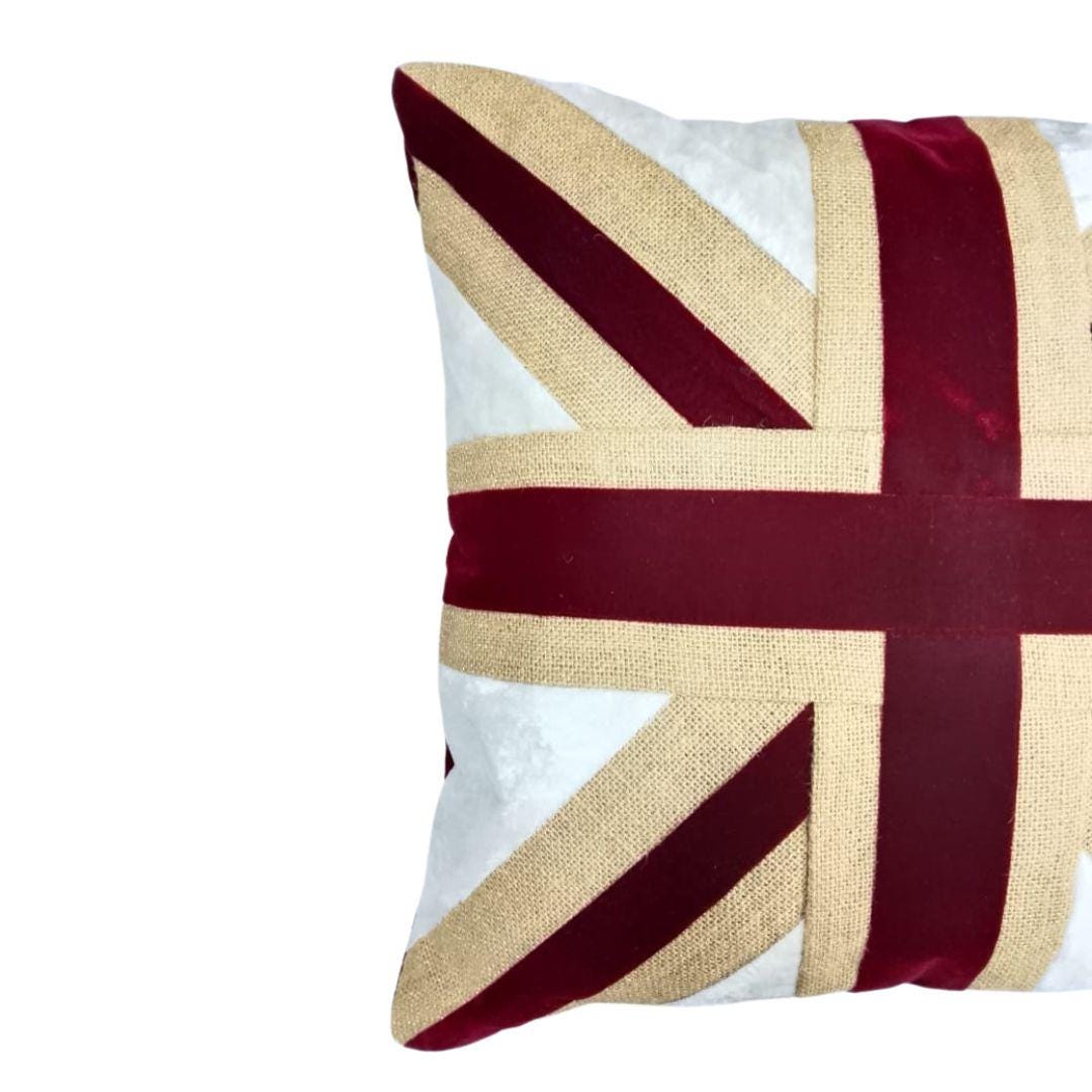 Velvet lurex jute Union Jack pillow cover, cushion cover  pillow not included micro velvet fabric by HOME HEART Brands(made in India)