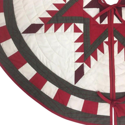 Christmas tree skirt quilted patchwork Feathered Star calico Thick Double Layer Heirloom Quality by HOME HEART Brands( Made in India)