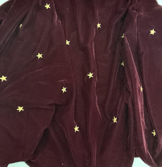 Fabric micro velvet crafted gold star embroidered soft fabric 42” wide choose your yard collection by HOME HEART Brands (Made in India)