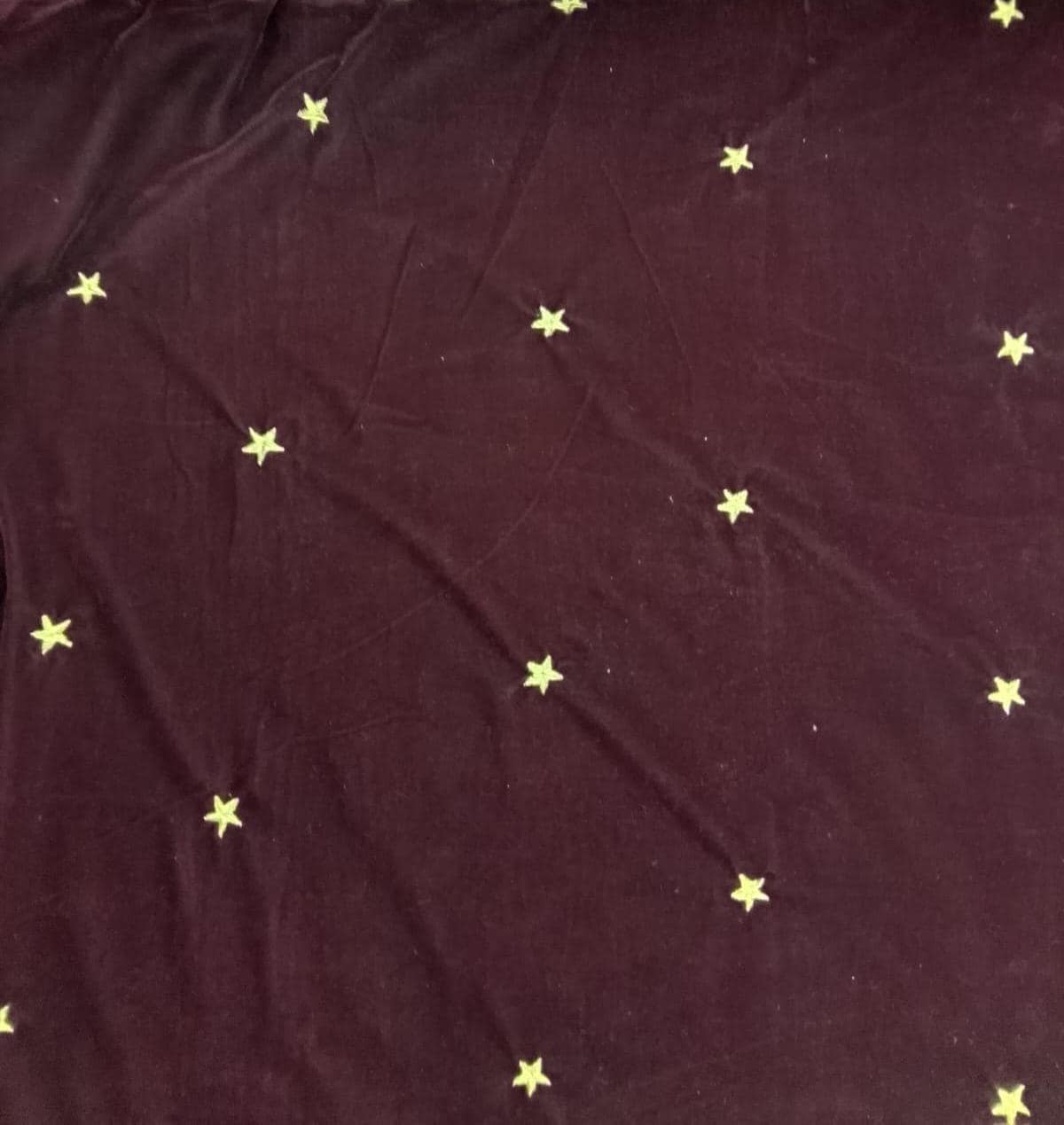 Fabric micro velvet crafted gold star embroidered soft fabric 42” wide choose your yard collection by HOME HEART Brands (Made in India)