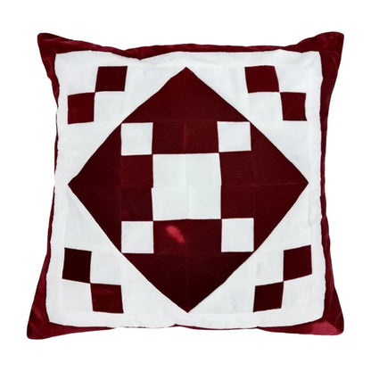 Velvet red diamond squarepatchwork pillow cover, cushion cover  pillow not included micro velvet fabric by HOME HEART Brands(made in India)