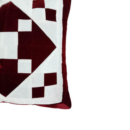 Velvet red diamond squarepatchwork pillow cover, cushion cover  pillow not included micro velvet fabric by HOME HEART Brands(made in India)