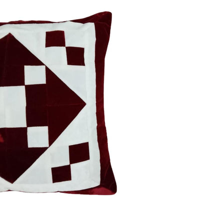 Velvet red diamond squarepatchwork pillow cover, cushion cover  pillow not included micro velvet fabric by HOME HEART Brands(made in India)
