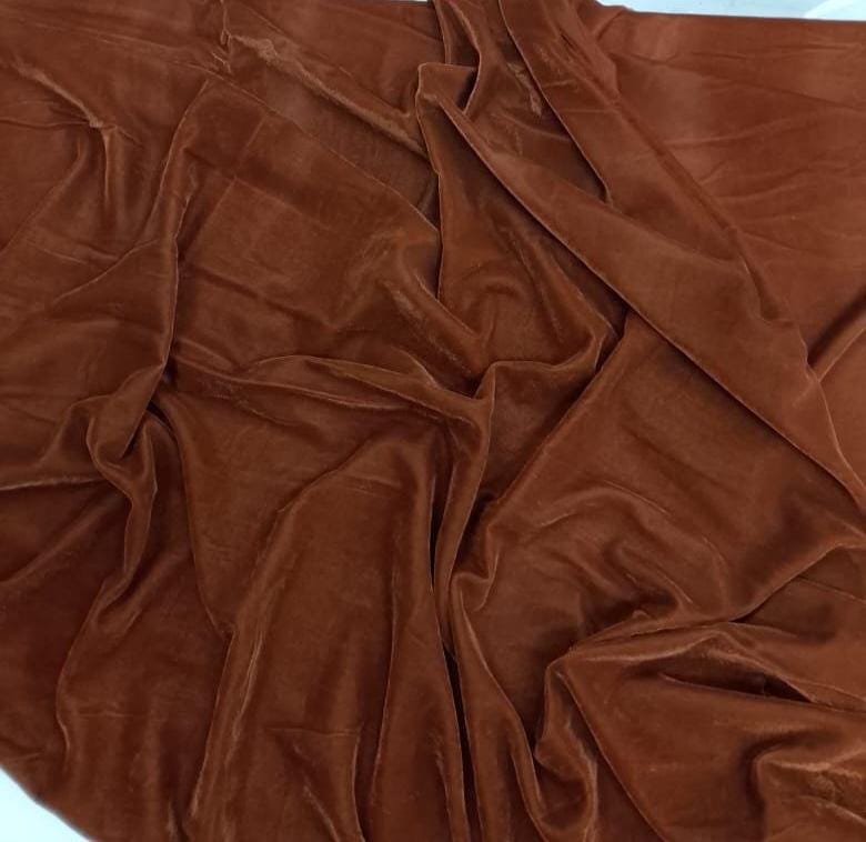 Rust Brown Micro Velvet Fabric: Soft Upholstery Material, 42" Wide