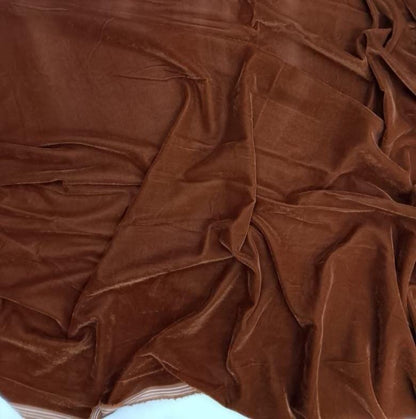 Rust Brown Micro Velvet Fabric: Soft Upholstery Material, 42" Wide