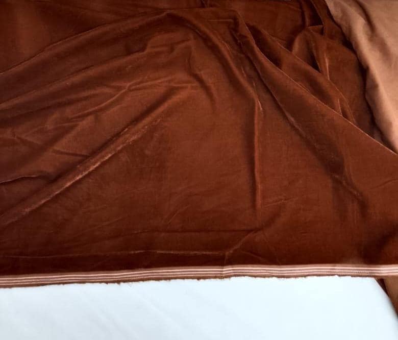 Rust Brown Micro Velvet Fabric: Soft Upholstery Material, 42" Wide
