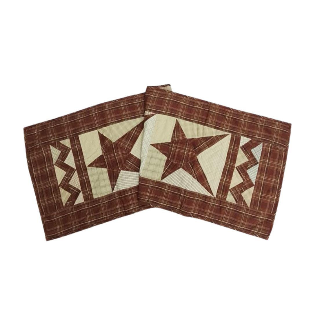 Table Runner Christmas colonial star 17"x52" Holiday Decor hand Quilted table runner plaid fabric by HOME HEART Brands(Made India)