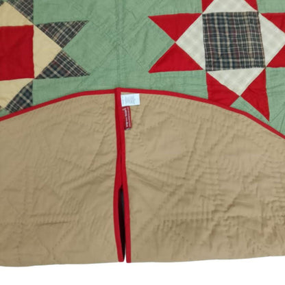 Christmas tree skirt hand made patchwork Heavenly Star calico plaid Heirloom Quality christmas tree skirt by HOME HEART Brands Made in India