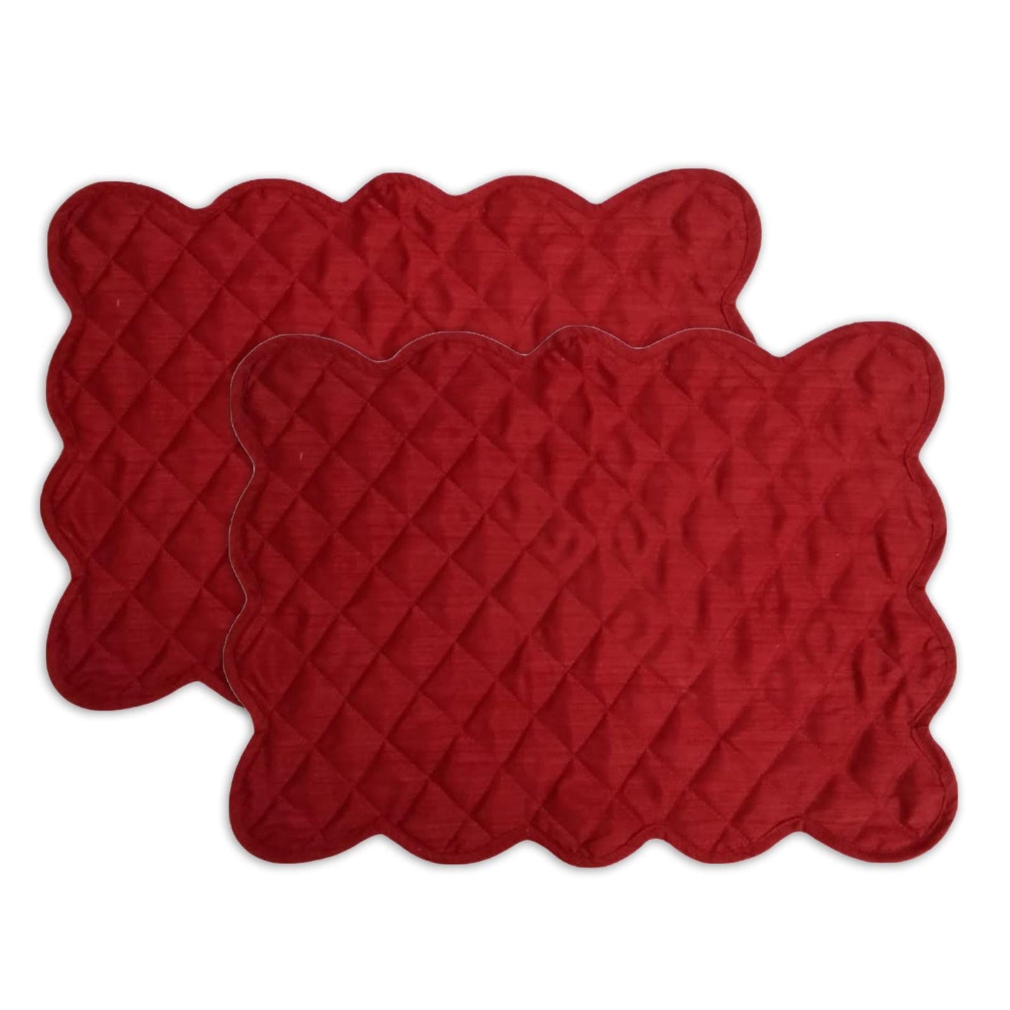 Dupioni Silk Burgundy reversible Quilted Table runner, Trivet, placemat  & Table toppers design by HOME HEART Brands