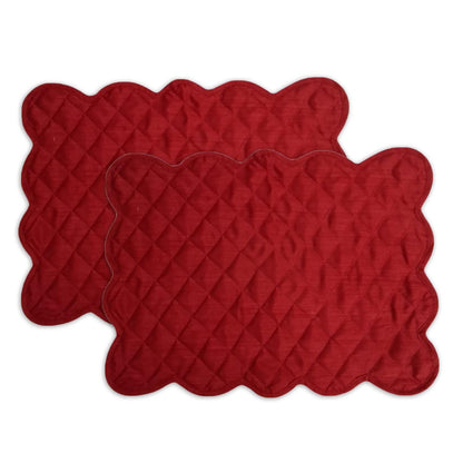 Dupioni Silk Burgundy reversible Quilted Table runner, Trivet, placemat  & Table toppers design by HOME HEART Brands