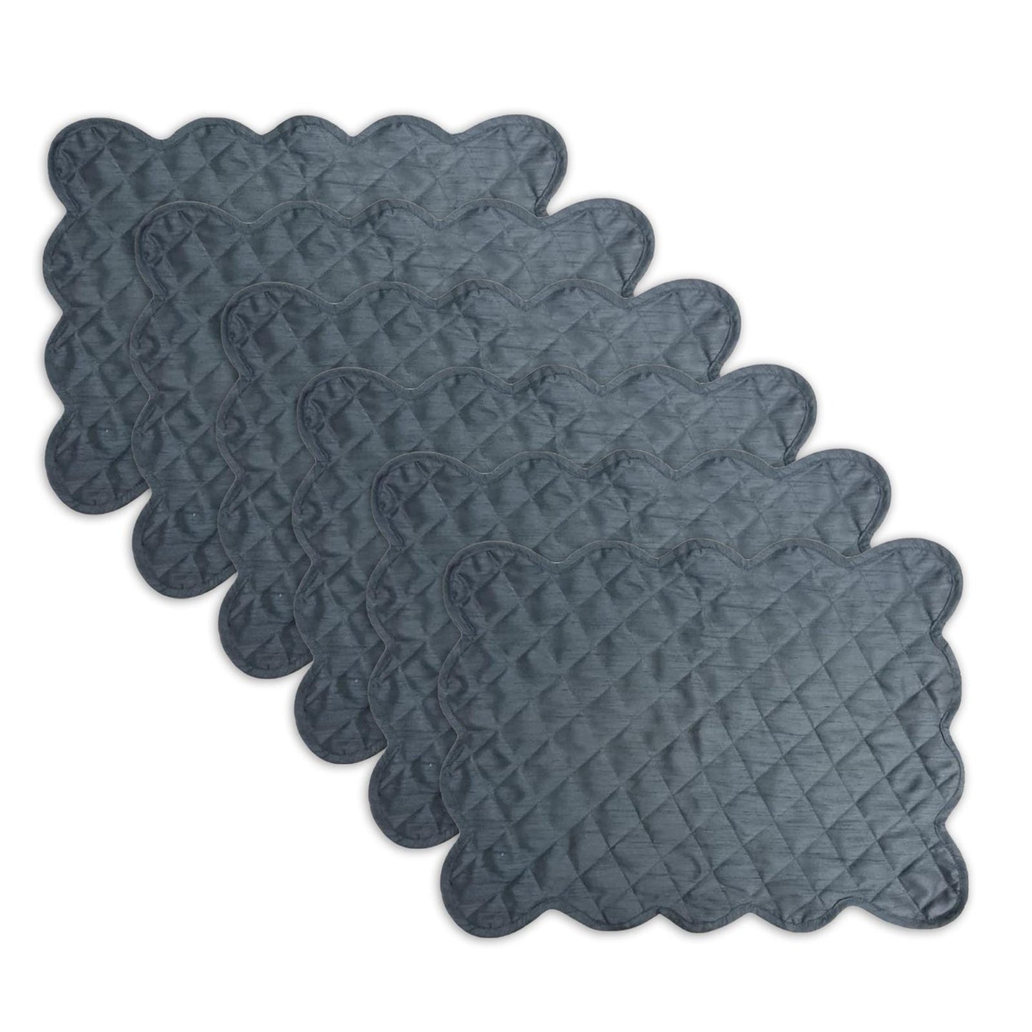 Dupioni Silk Charcoal Grey reversible Quilted Table runner, Trivet, placemat  & Table toppers design by HOME HEART Brands