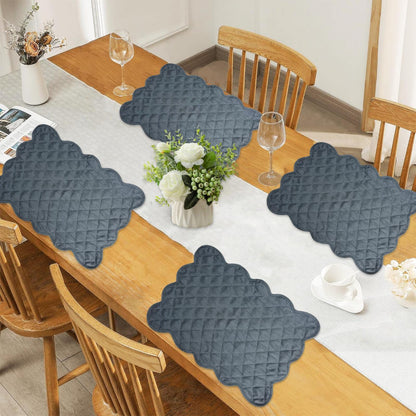 Dupioni Silk Charcoal Grey reversible Quilted Table runner, Trivet, placemat  & Table toppers design by HOME HEART Brands