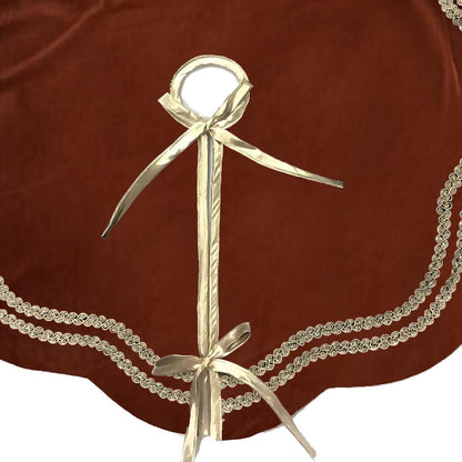 Christmas Tree Skirt Dark Rust Velvet Scallop Christmas Tree Skirt with Gold Trim – Handcrafted by Home Heart textiles co