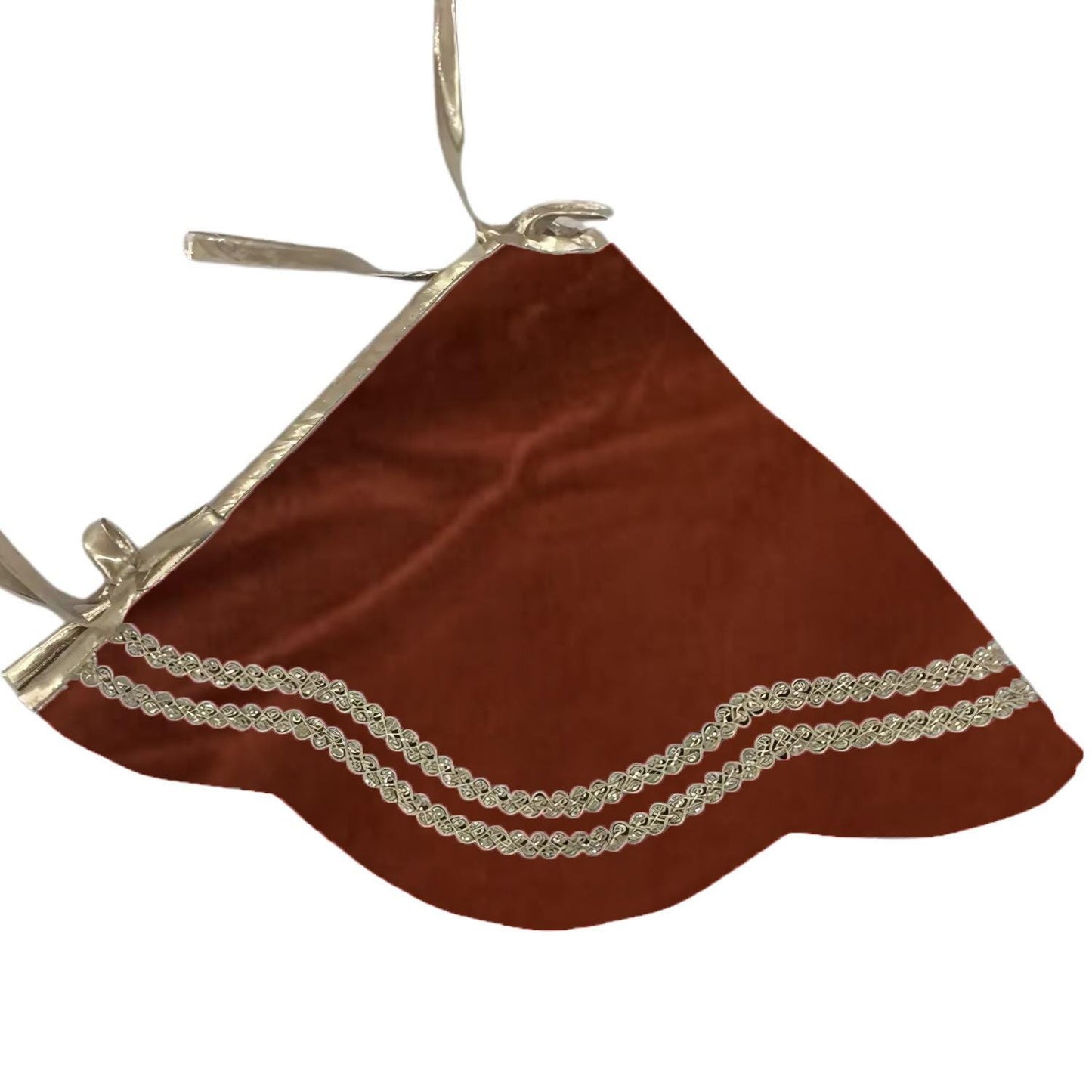 Christmas Tree Skirt Dark Rust Velvet Scallop Christmas Tree Skirt with Gold Trim – Handcrafted by Home Heart textiles co