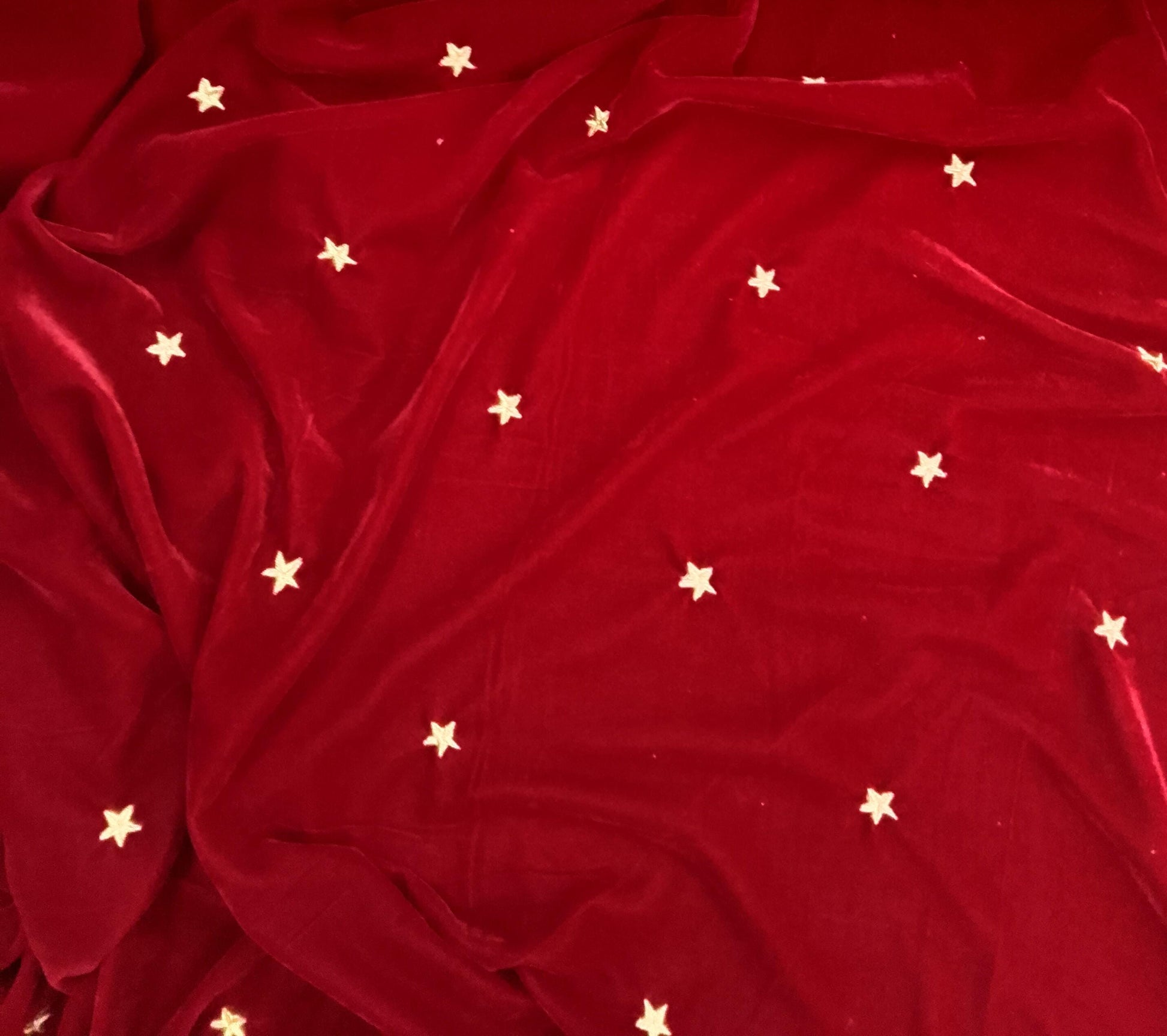 Fabric micro velvet crafted gold star embroidered soft fabric 42” wide choose your yard collection by HOME HEART Brands (Made in India)