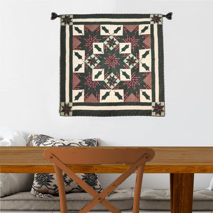 Wall hanging Hand made calico plaid Christmas Star Quilt 45x45 Cotton Hand Quilted Patchwork Table Topper & Baby quilt by HOME HEART Brands