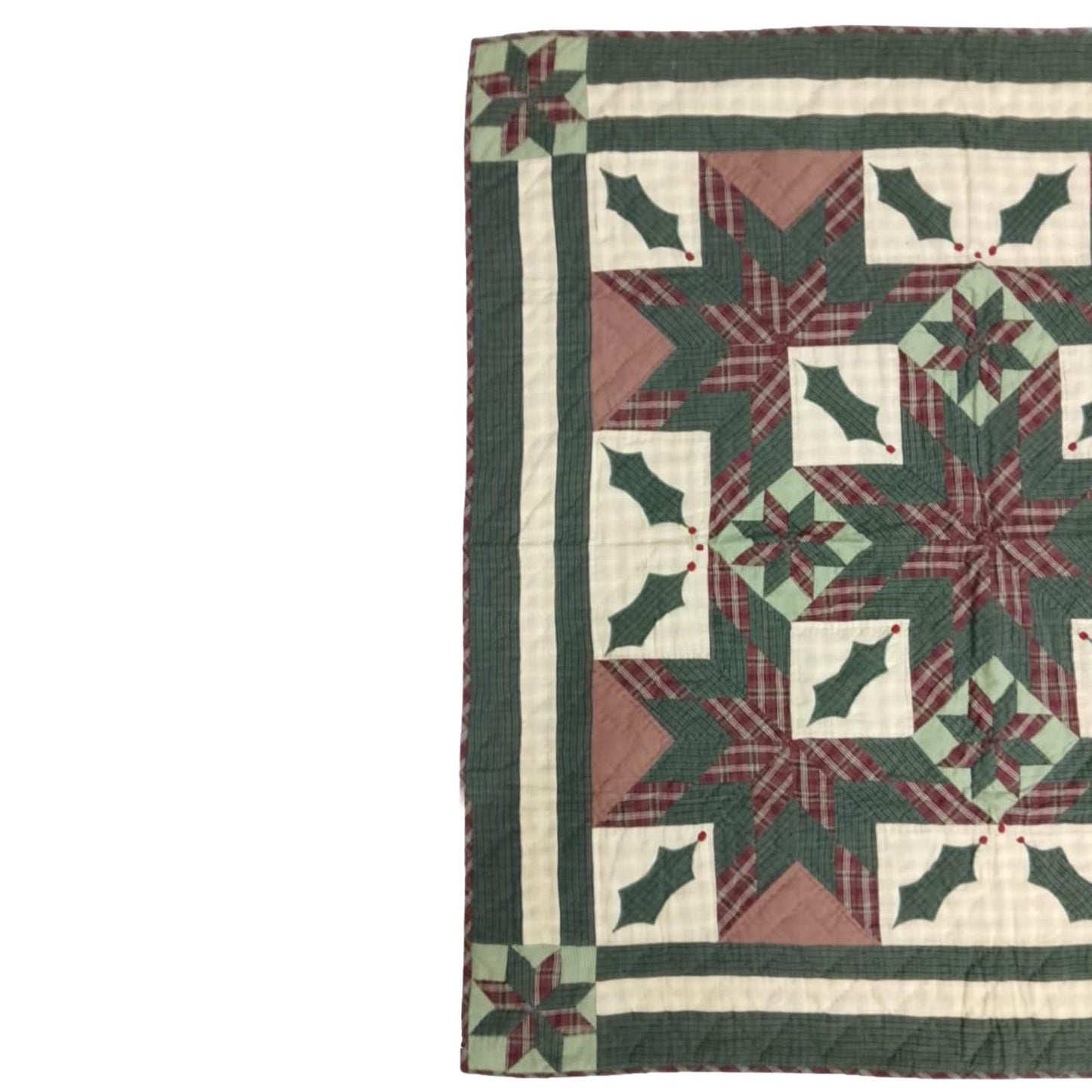 Wall hanging Hand made calico plaid Christmas Star Quilt 45x45 Cotton Hand Quilted Patchwork Table Topper & Baby quilt by HOME HEART Brands