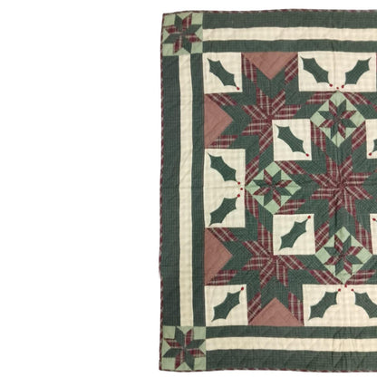 Wall hanging Hand made calico plaid Christmas Star Quilt 45x45 Cotton Hand Quilted Patchwork Table Topper & Baby quilt by HOME HEART Brands