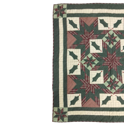 Wall hanging Hand made calico plaid Christmas Star Quilt 45x45 Cotton Hand Quilted Patchwork Table Topper & Baby quilt by HOME HEART Brands