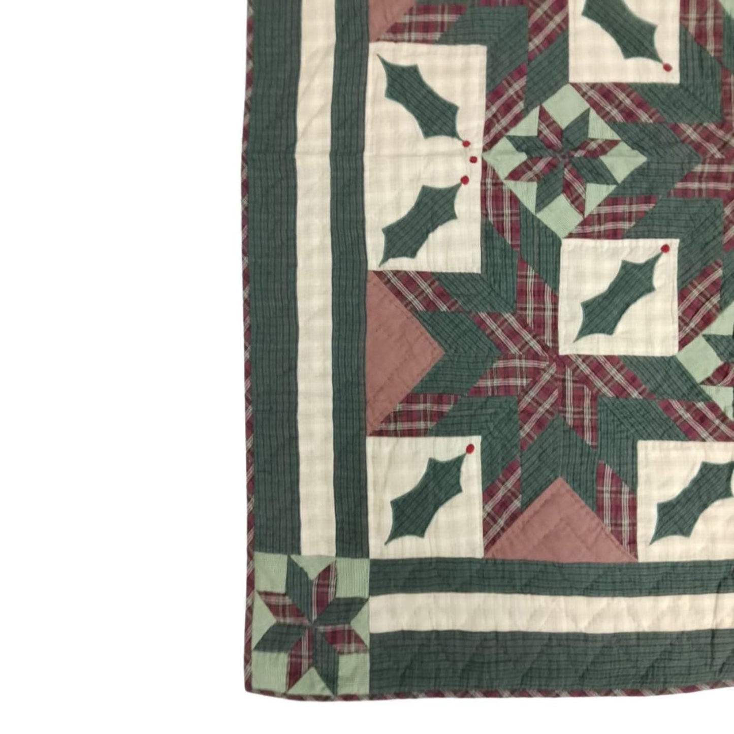 Wall hanging Hand made calico plaid Christmas Star Quilt 45x45 Cotton Hand Quilted Patchwork Table Topper & Baby quilt by HOME HEART Brands