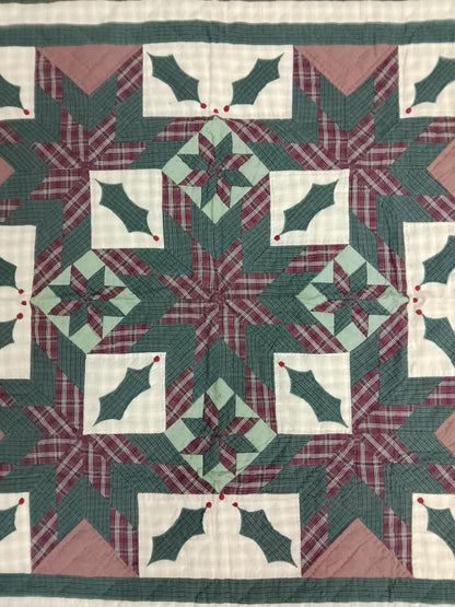 Wall hanging Hand made calico plaid Christmas Star Quilt 45x45 Cotton Hand Quilted Patchwork Table Topper & Baby quilt by HOME HEART Brands