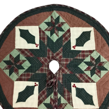 Christmas tree skirt 24" Round for Tabletop Trees. Christmas Star hand Quilted Handmade Heirloom Quality by HOME HEART Brands(Made in India)