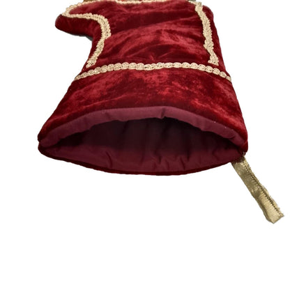 Christmas stocking hand made Burgundy Velvet 19 inch with Gold Trim traditional christmas stocking by HOME HEART Brands(Made in India)