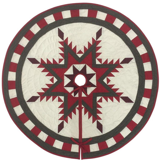 Christmas tree skirt quilted patchwork Feathered Star calico Thick Double Layer Heirloom Quality by HOME HEART Brands( Made in India)