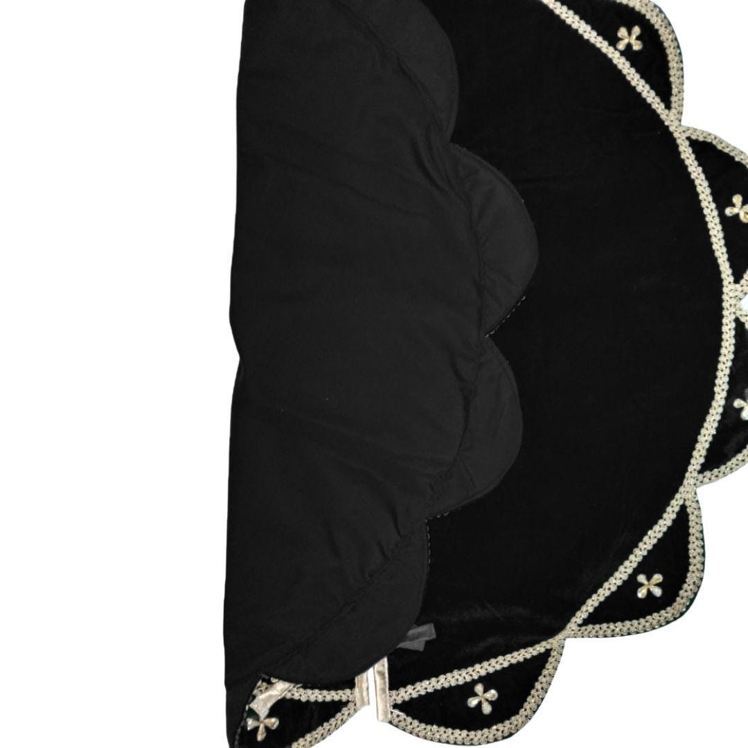 Christmas Tree Skirt Velvet Starburst Skirt handcrafted black Velvet, stone work double Layer  by HOME HEART Brands(Made in India)