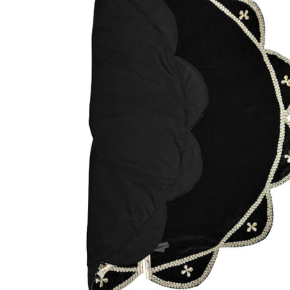 Christmas Tree Skirt Velvet Starburst Skirt handcrafted black Velvet, stone work double Layer  by HOME HEART Brands(Made in India)