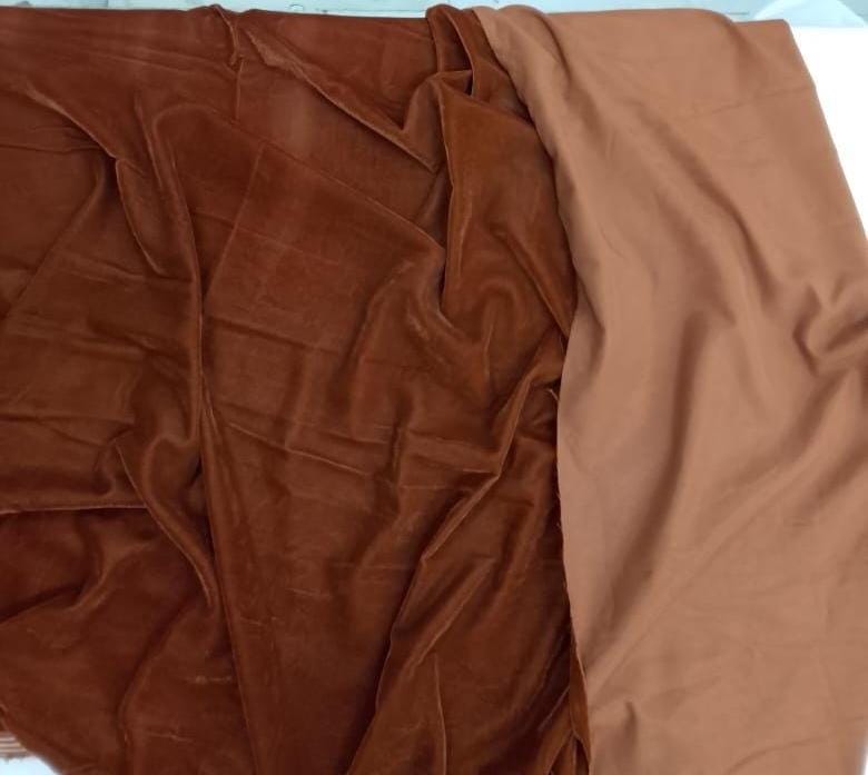 Rust Brown Micro Velvet Fabric: Soft Upholstery Material, 42" Wide