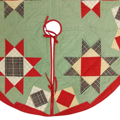 Christmas tree skirt hand made patchwork Heavenly Star calico plaid Heirloom Quality christmas tree skirt by HOME HEART Brands Made in India