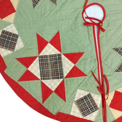 Christmas tree skirt hand made patchwork Heavenly Star calico plaid Heirloom Quality christmas tree skirt by HOME HEART Brands Made in India