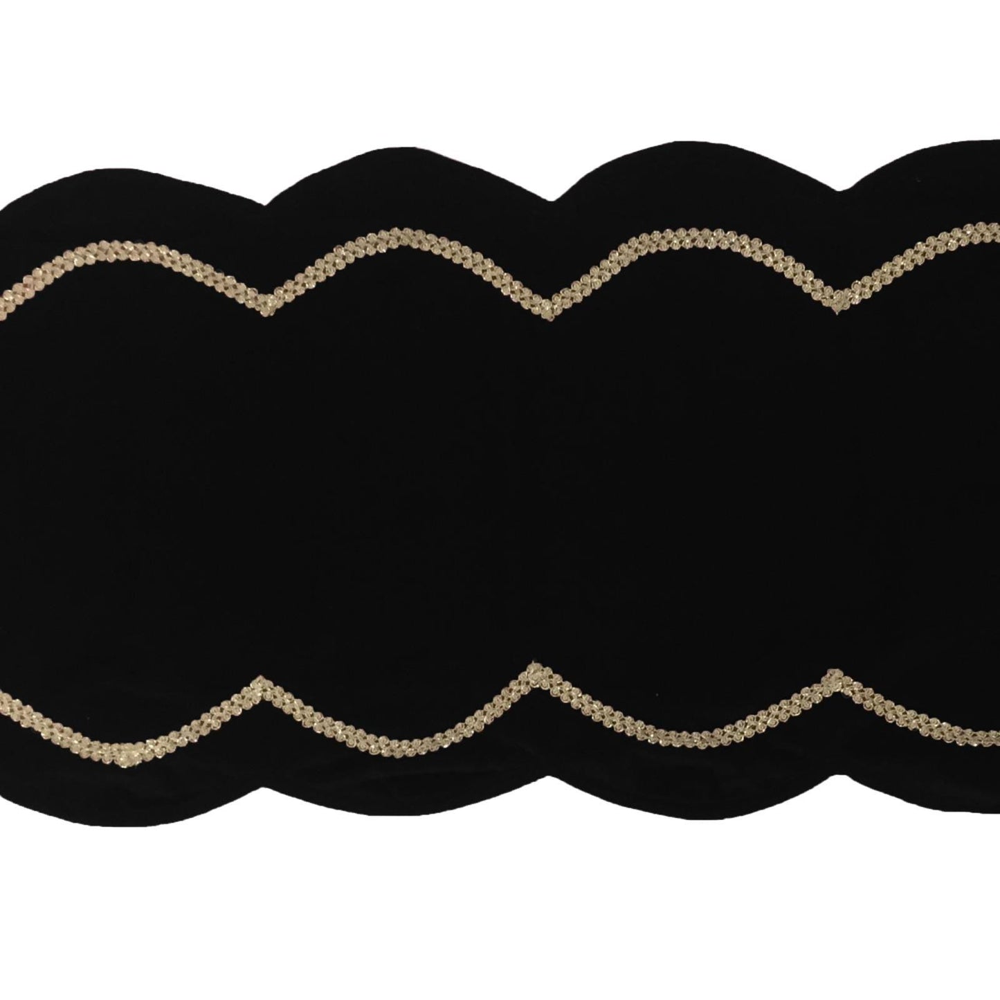 Table runner velvet Handcrafted Scallop Design black Velvet, Gold Trim Double Layer Heirloom by HOME HEART Brands(Made in India)