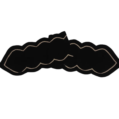 Table runner velvet Handcrafted Scallop Design black Velvet, Gold Trim Double Layer Heirloom by HOME HEART Brands(Made in India)