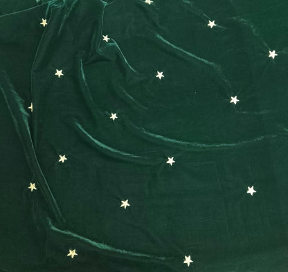 Fabric micro velvet crafted gold star embroidered soft fabric 42” wide choose your yard collection by HOME HEART Brands (Made in India)