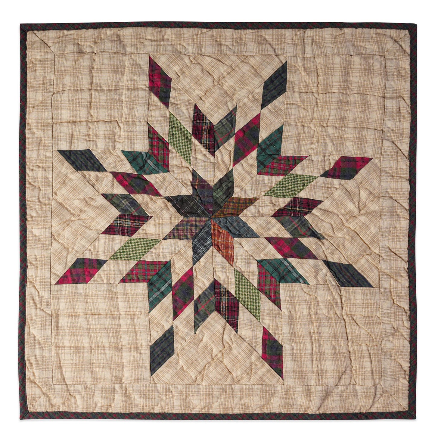 Hand made Hand quilted patchwork small block Quilt, Table Topper 19"x19" star garland quilt by Home Heart brands (Made in India)